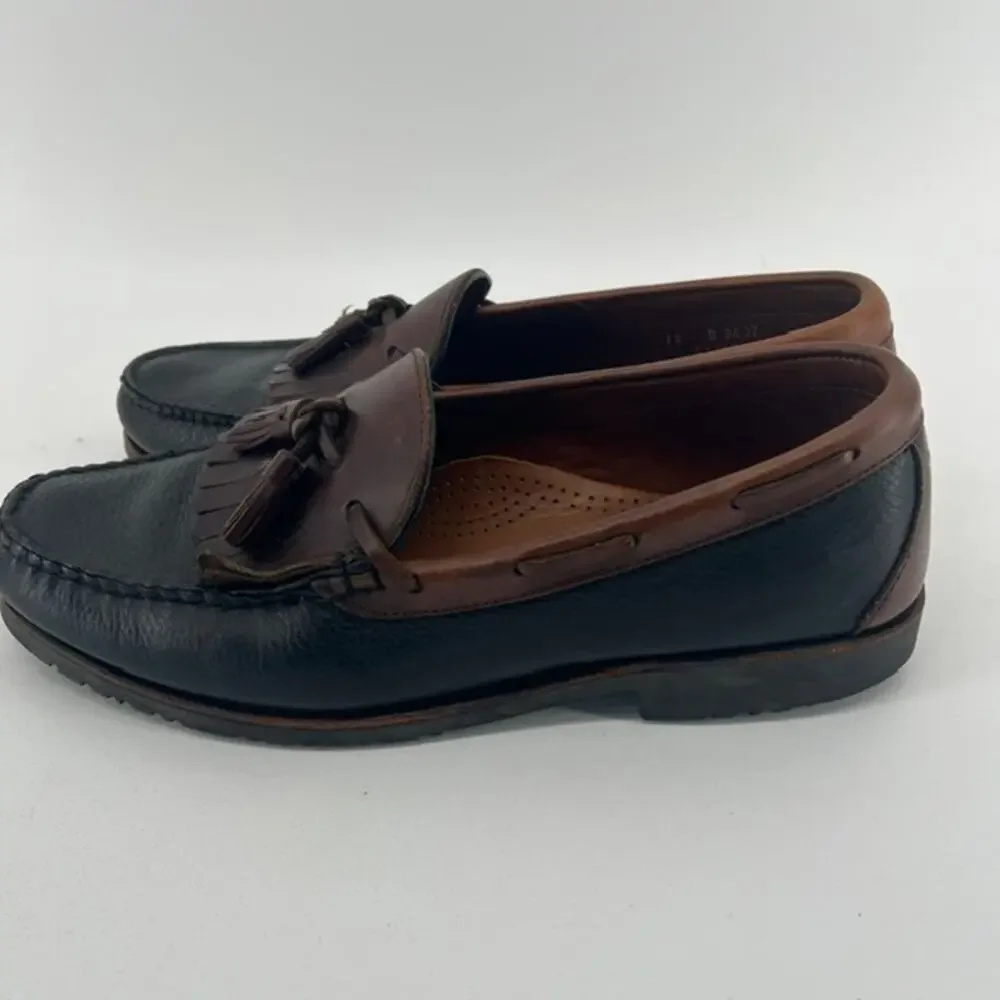 Allen Edmonds Nashua Loafer Mens 12D Brown Two-Tone Kiltie Tassel Moc ToePebbled